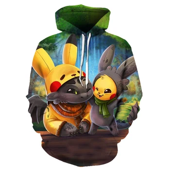 

2019 new cartoon hoodie Pokemon detective Pikachu 3D printing men's / women's hoodie autumn boy / girl hoodie parent-child