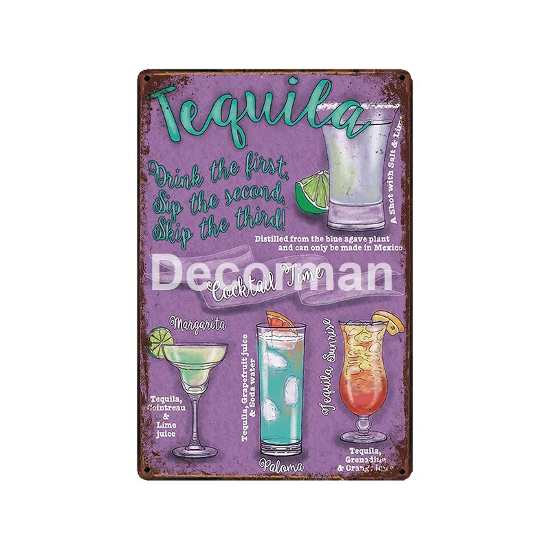 [DecorMan] бренди, виски, чай со льдом, Коктейльная VODCA RUM PROSECCO, холодное пиво, на заказ, роспись, бар, настенная доска, декор LT-2033 - Цвет: GLA-6150