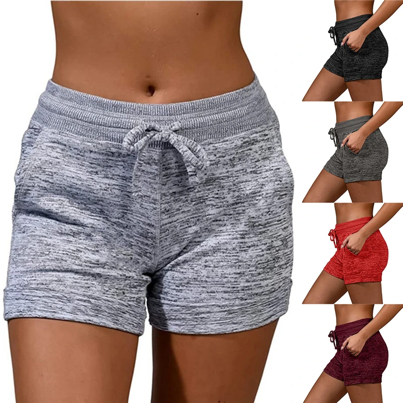 Precio bajo Verano de las mujeres casuales de Deporte Pantalones cintura pantalones cortos de cintura elástica caliente, de moda, mujer de algodón de las muchachas de sólido suelto, pantalones cortos qxQKM6X9Ep5