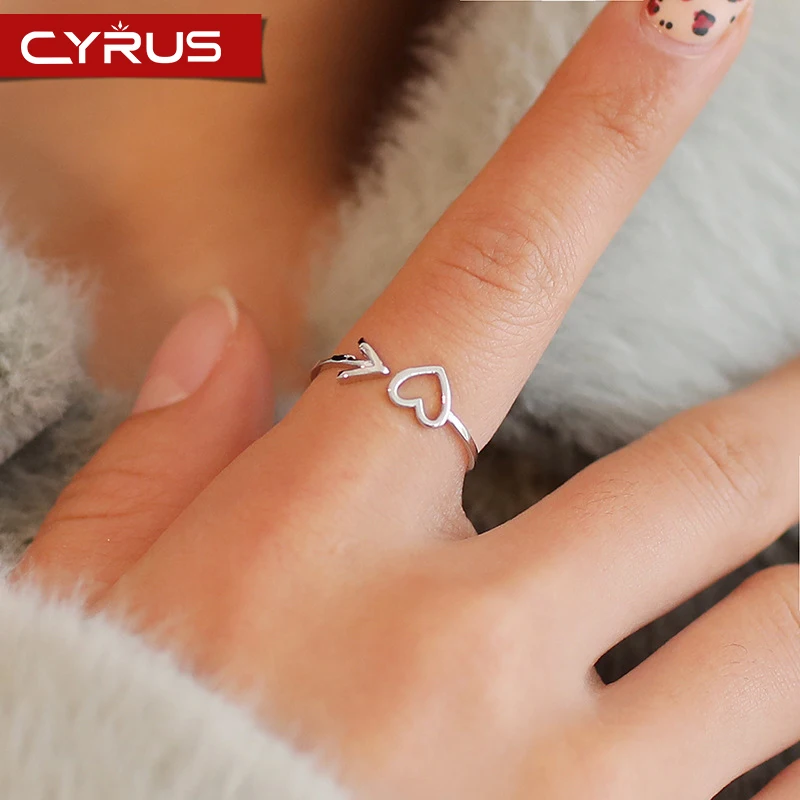 Korean Style Arrow Heart Open Rings For Women Ajustable Size Ring Gold Silver Color Rose Metal Fashion Bague Femme Bijoux | Украшения и