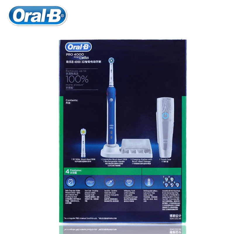 Электрическая зубная щетка Oral B PRO4000 профессиональная отбеливающая