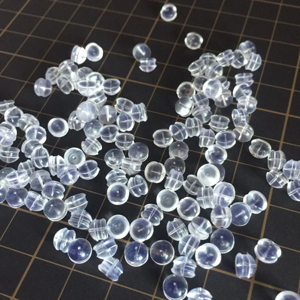 

10/100pcs Rubber Earring Back Plug Cap Clear Soft Silicone Antiallergic Safety Stud Earrings Stopper Earplugs
