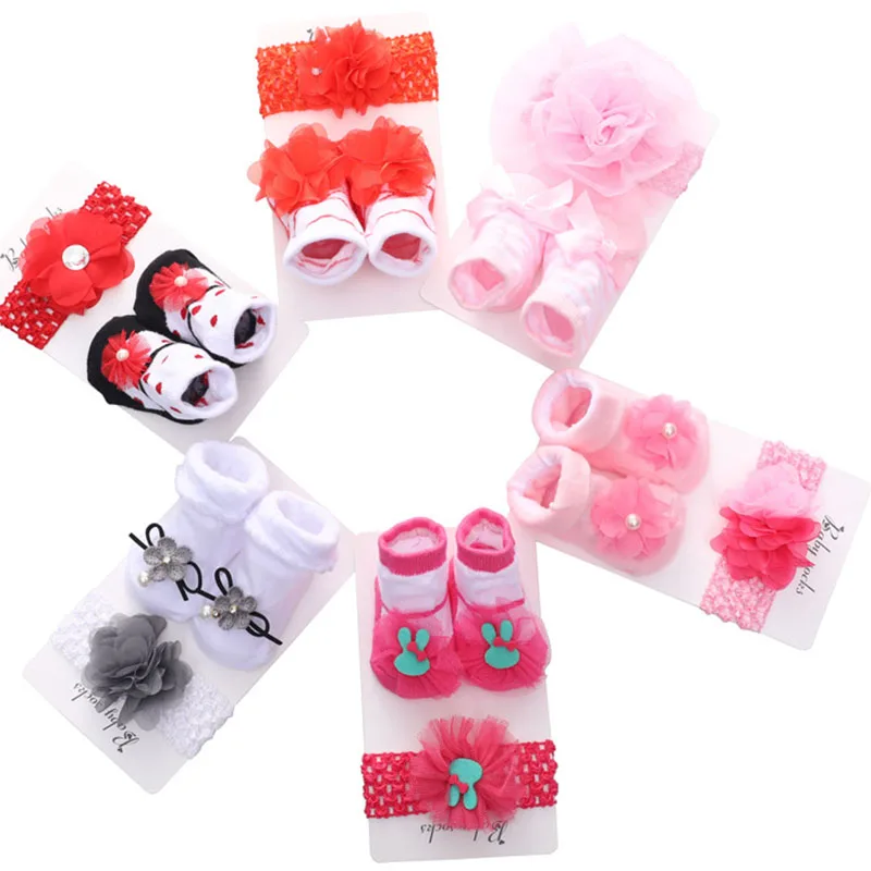 

Fashion cotton princess cute baby socks children chiffon mesh baby hair with socks set
