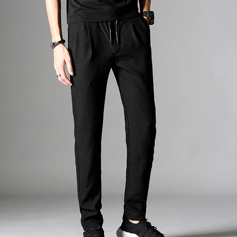 

Newly Men Stretchy Smart Casual Pants Breathable Loose Sports Trousers S66