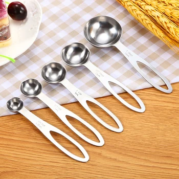 

5Pcs Premium Stackable Kitchen Measuring Spoons Tea Coffee Measure Cooking Stainless Steel Scoops Cooking Baking Measuring Tools