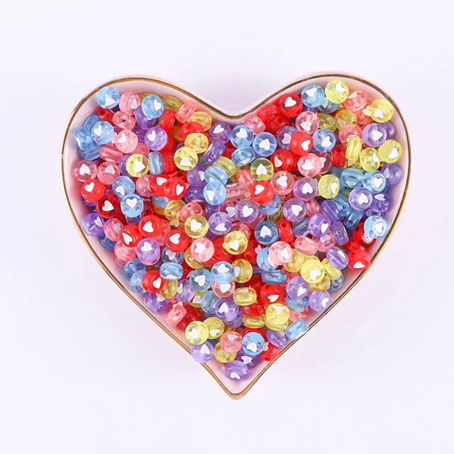 100/200/500pcs Heart Beads For Jewelry Making Acrylic Mixed Beads With Letters For Bracelet Handmade Diy Bracelet Necklace 2021 4x7mm 78