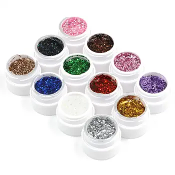 

Mix Color Acrylic UV Gel Builder Set Nail Art Manicure Decor, 12 Sequins Uv Gel