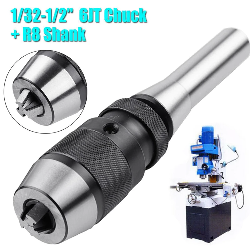 

1pcs 1/32-1/2'' 1-13mm 6JT Keyless Drill ChuckSelf Tighten+1pcs Shank For CNC Adapter machine tools bench drills