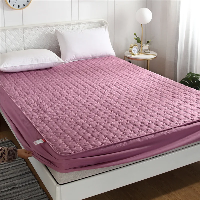 Thicken Bed Mattress Cover King Queen Quilted Bed Fitted Bed Sheet Anti-Bacteria Mattress Topper Air-Permeable Bed Cover