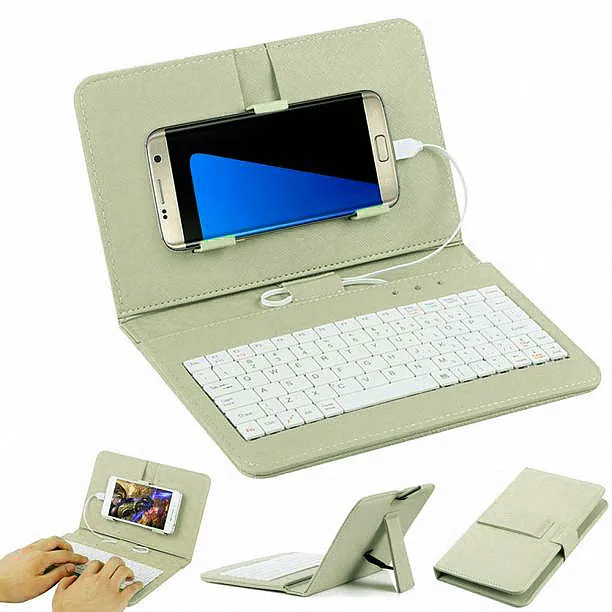 

Ouhaobin PU Leather Wired Keyboard Flip Holster Case Wired Keyboard Flip Holster for 4.8-6.0 Inch OTG Android Phone