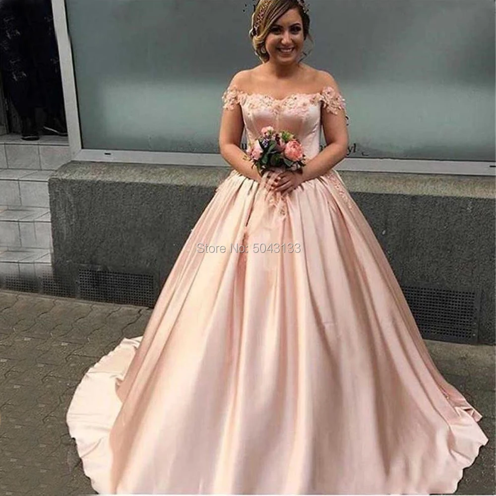 pink satin wedding dress