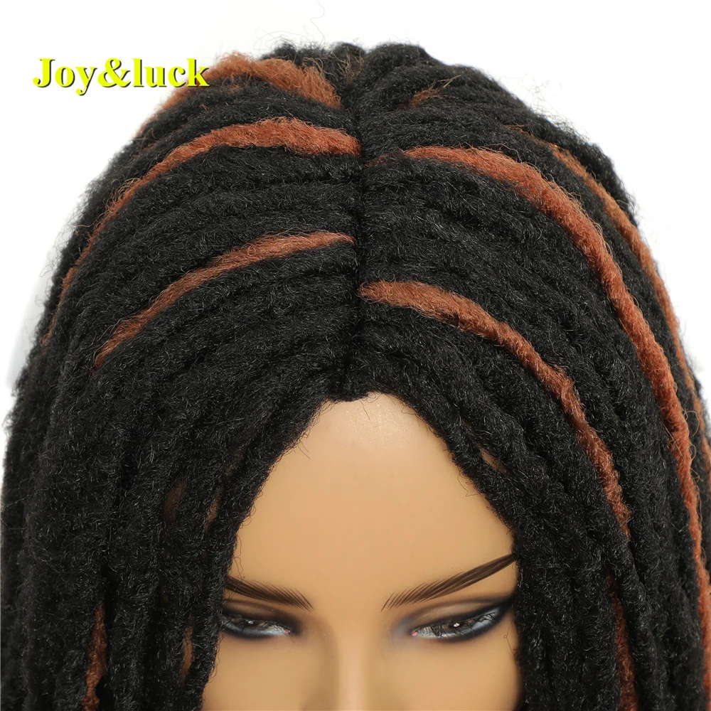 Synthetic Hair Wigs Long Dreadlock Hair Wig Black Mixed Brown Crochet Braids Wigs Middle Part Synthetic Braided Hair Women Daily Or Party Use