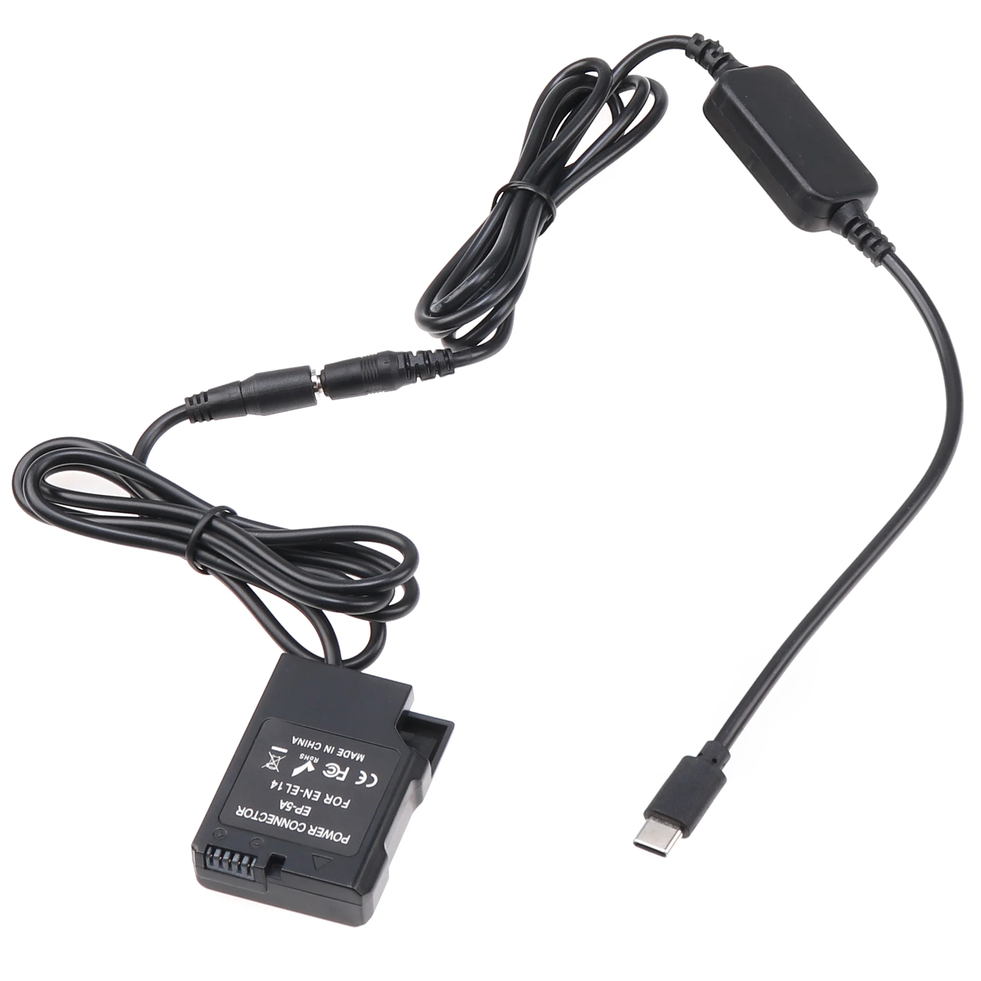 Adattatore Batteria Fittizia Fotga En-El14 + Cavo Tipo C Per Nikon D3100 D3200 D3400 D3500 D5100 D5200 D5300 D5400 D5500 D5600 P7000