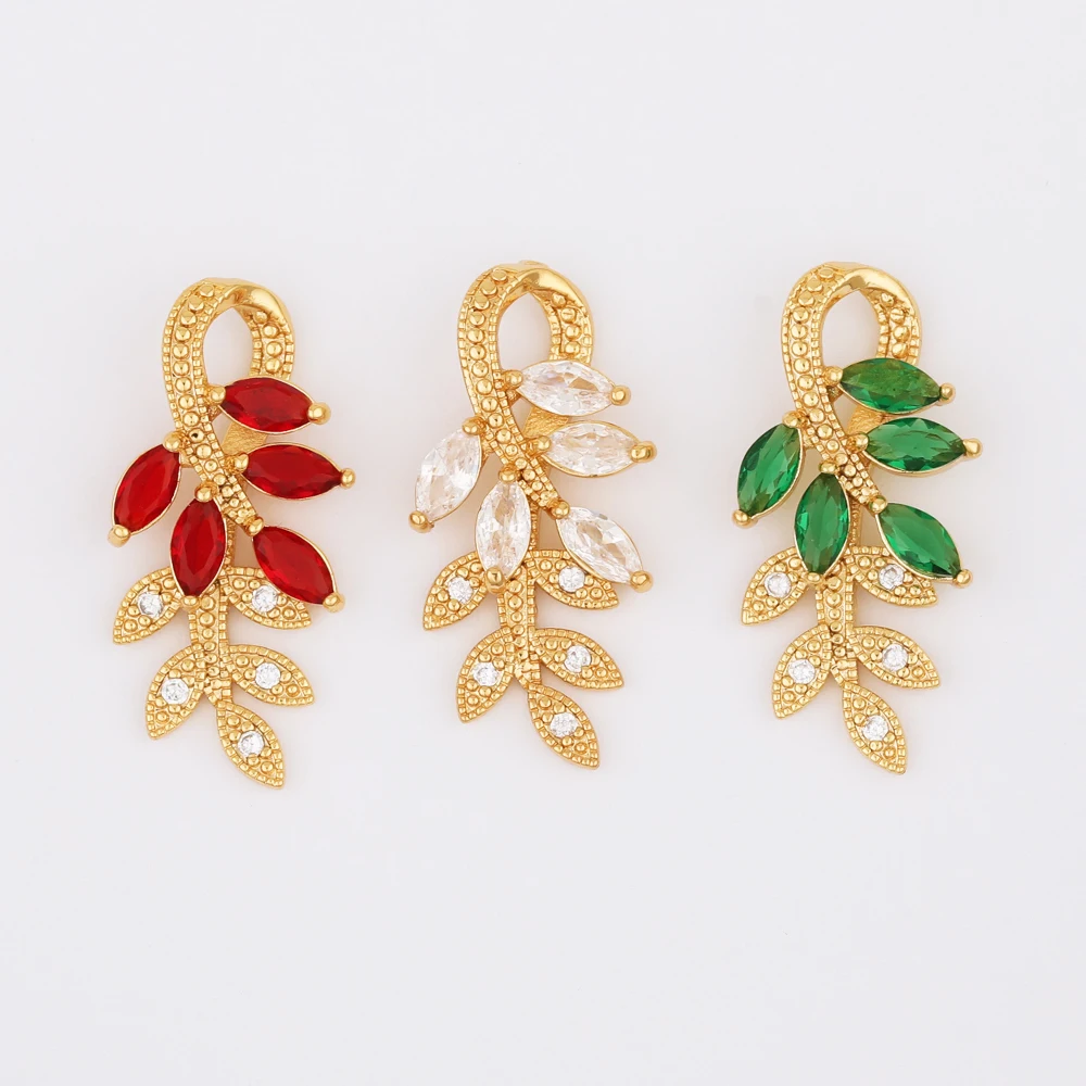 

WHSOK 20Pcs 14*29MM CZ Charms/DIY Making/Jewelry Accessories/Necklace Pendant/Hand Made/Leaf Shape/Jewelry Findings & Components