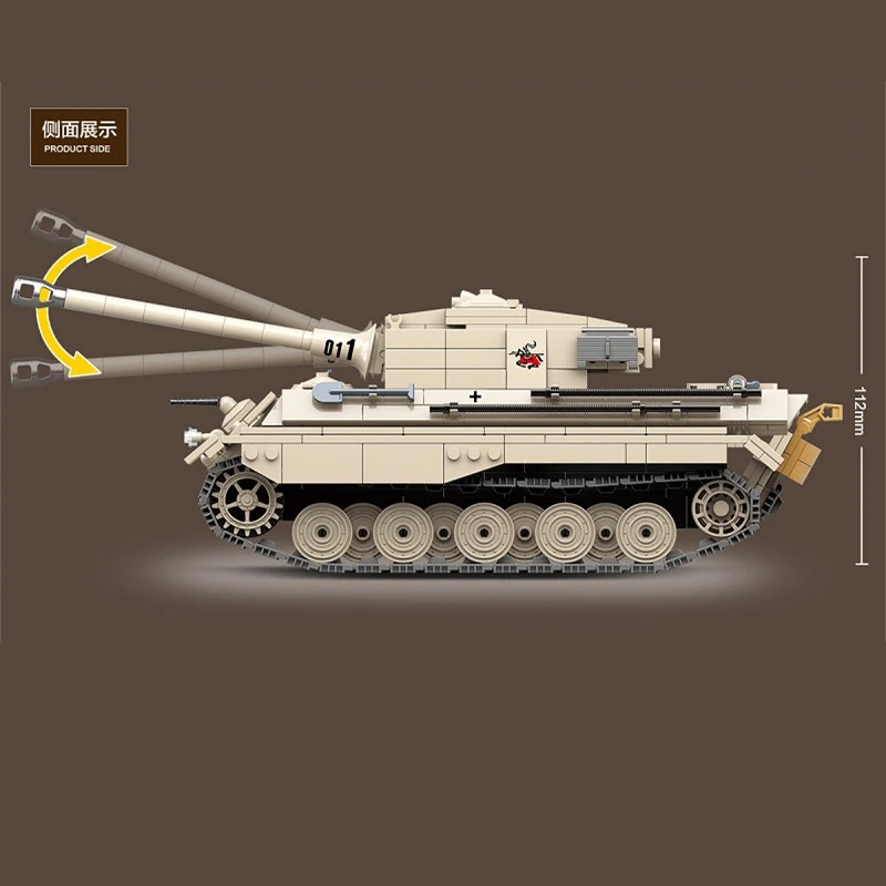 978PCS WW2 Military Tiger king tank Building Blocks Legoing Military WW2 Tank Soldier Weapon Army B
