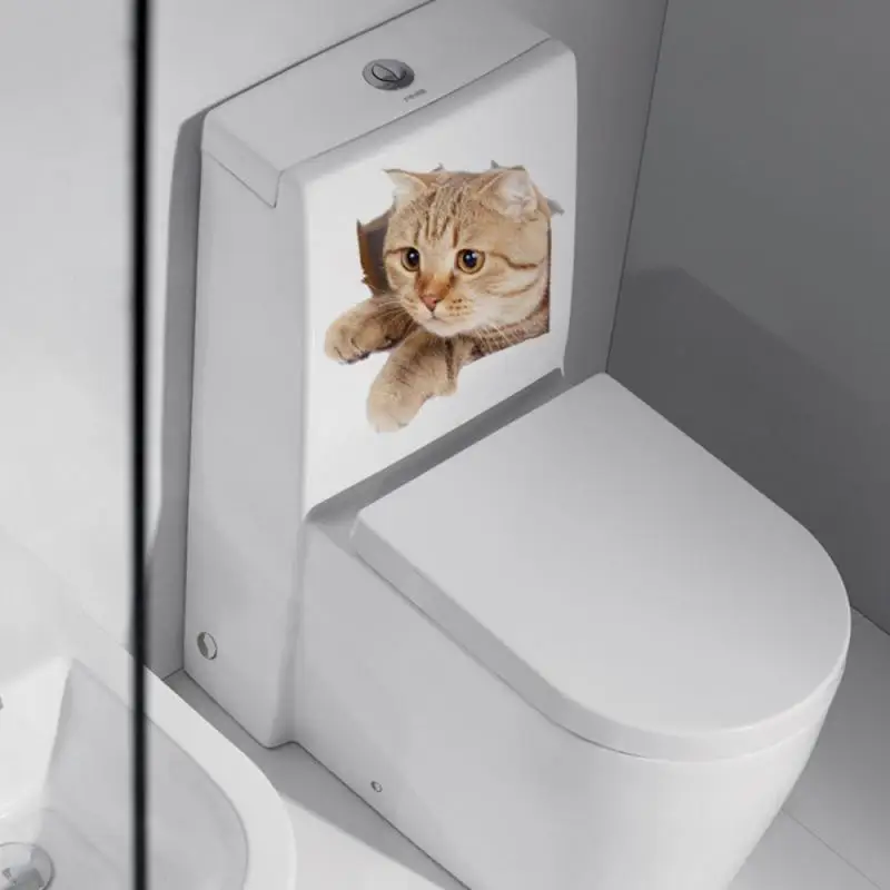 Мультяшный стикер на стену с кошкой один милый животный 3D яркие Декорации для