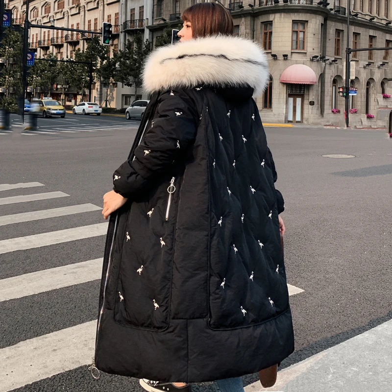 Высококачественная зимняя куртка 2019, Женская хлопковая верхняя одежда, Женское пальто с капюшоном и мехом, свободная парка в Корейском