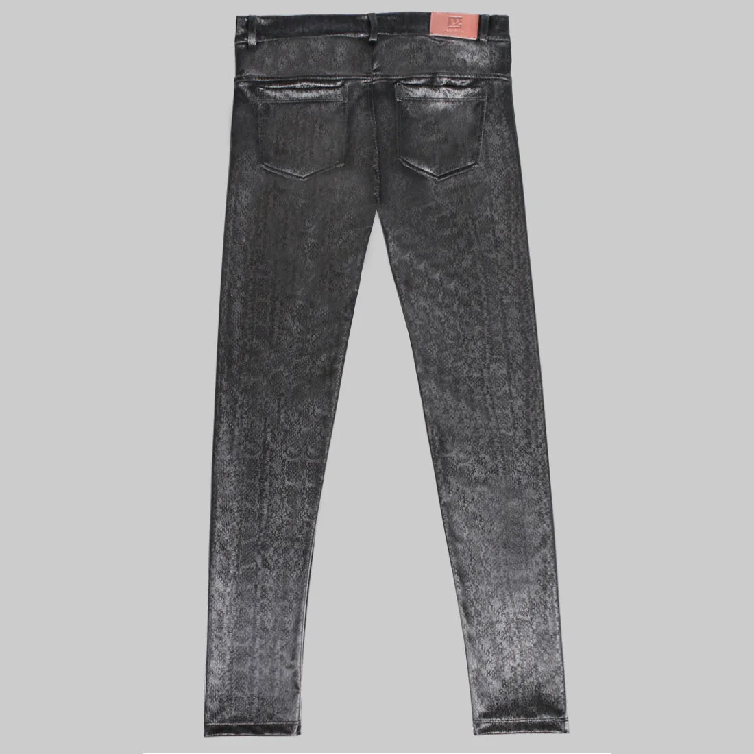 Description Picture 4 of itemMen PU Leather Lining Fleeces Skinny Snakeskin Grain Punk Pencil Pants Winter Casual Trousers Velvet Fabrics Motorcycle Leggings