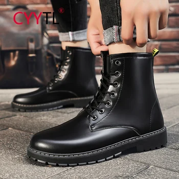 

CYYTL Men Boots Fashion Leather Round Toe Western Ankle Boots Casual Ankle Buckle Cowboy Ankle Booties Mens Casual Shoes