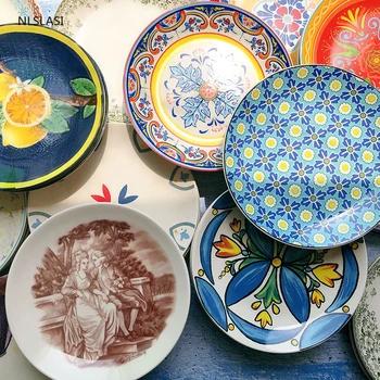 

7.5 inch Nordic ceramic plate color plate steak breakfast fruit plate home dining plate dining table decoration snack plate