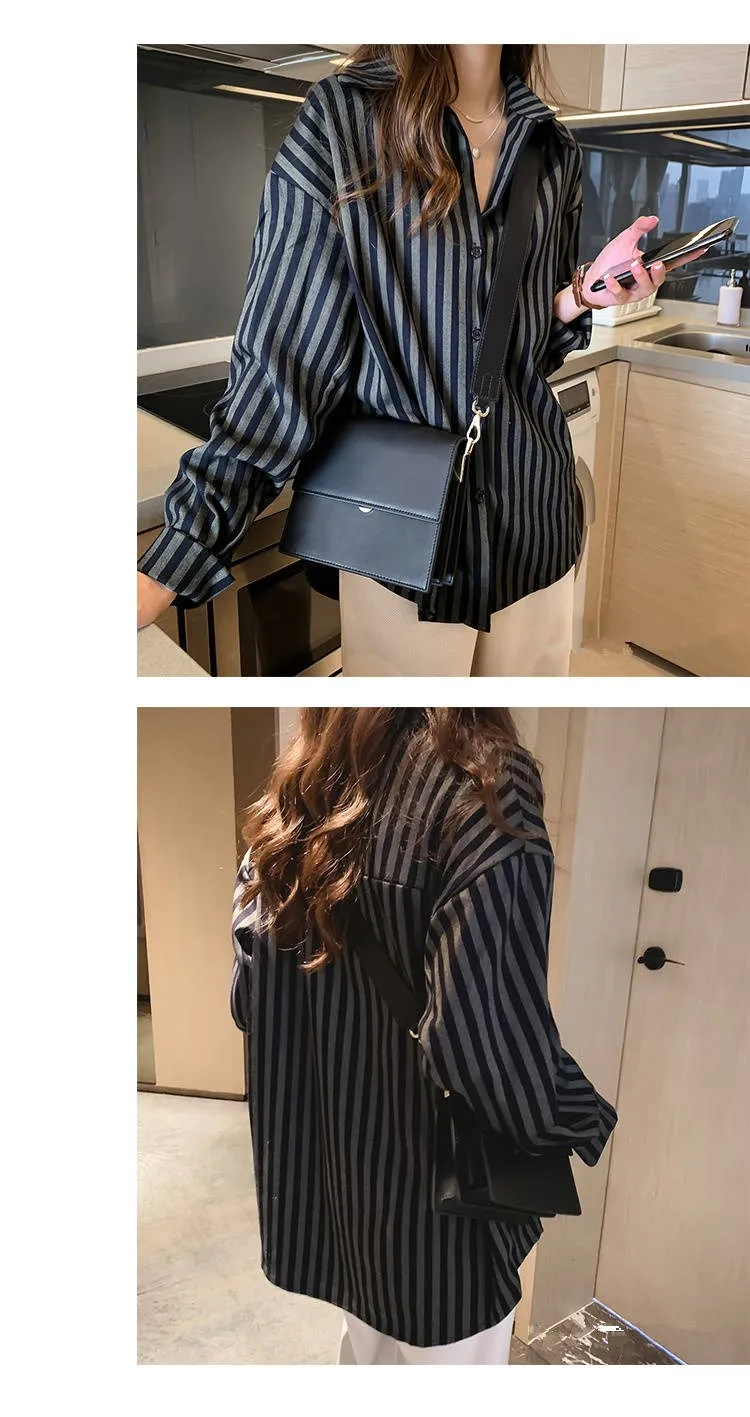 Blusas mujer de moda 4XL размера плюс полосатая рубашка blusa feminina tunique femme manche longue Женские топы и блузки 7657 50