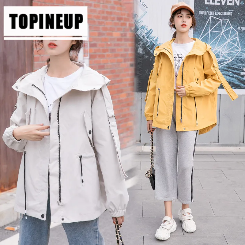 

Women's Casual Solid color zipper With pocket irregular hooded loose medium long coat