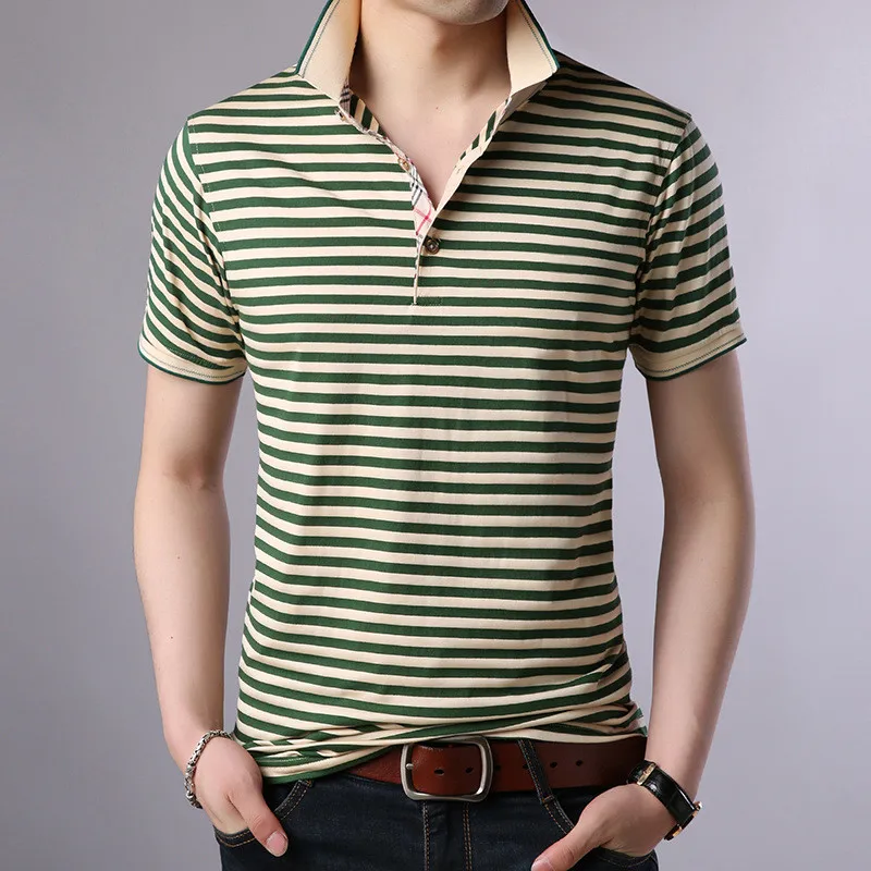 

Summer Mercerized Cotton Black Knit Short Sleeve T-Shirt Men's Stand Collar Slim Ice Silk T-Shirt Men's Trend Men's Wear