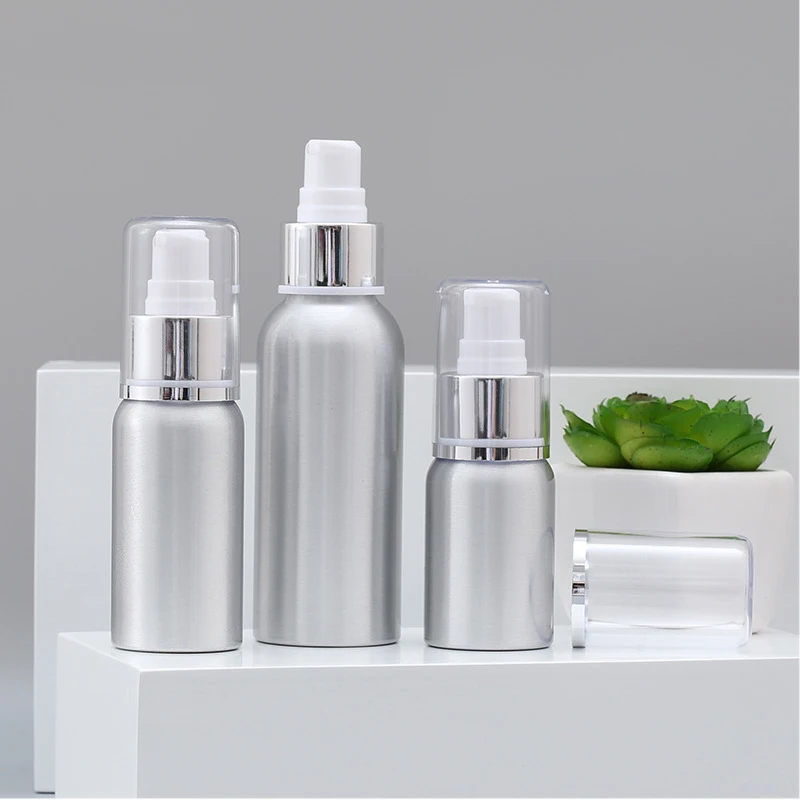 

1 Pcs 30ml/50ml/100ml/120ml Aluminum Spray Bottle Portable Mini Lotion Bottles Empty Refillable Press Cosmetic Aluminum Bottle