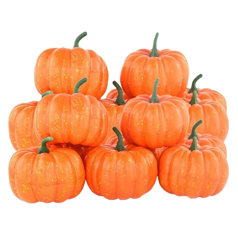

Fake Fruit Home House Kitchen Decoration Artificial Lifelike Simulation Mini Pumpkins Halloween House Decoration-Set Of 12