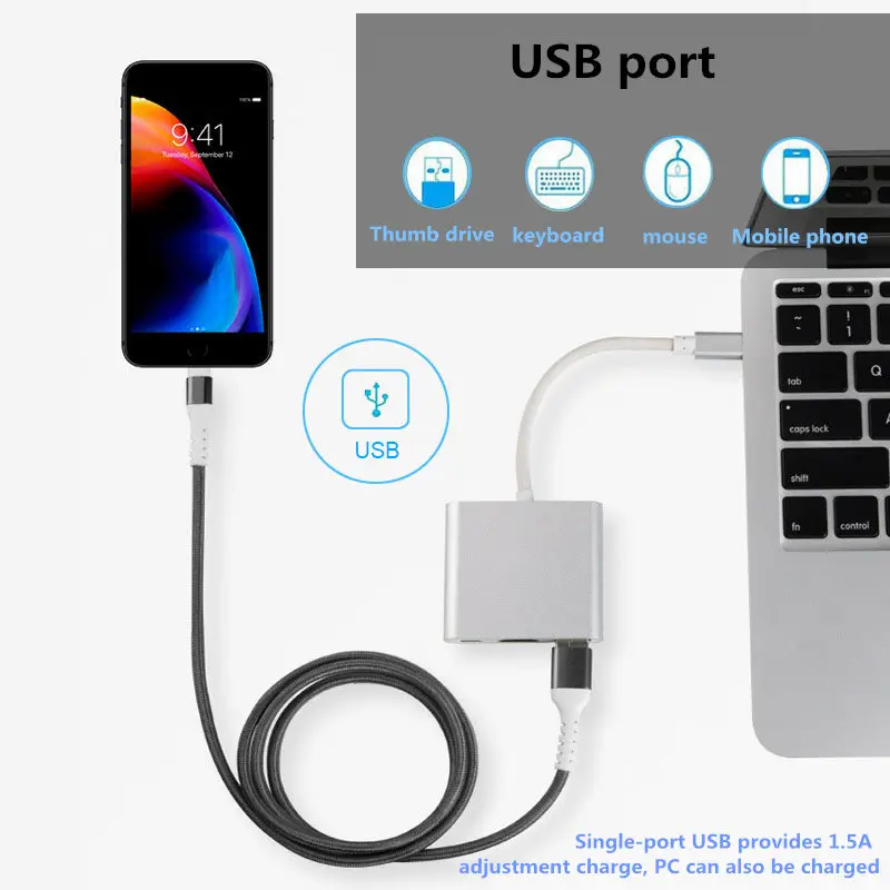 Высокоскоростное зарядное устройство с 3 usb-портами для USB3.0 4K HDMI USB-C OTG адаптер для порт зарядки Micro USB для смартфонов Apple Macbook Планшетные ПК ноутбука, настольного компьютера, аксессуары