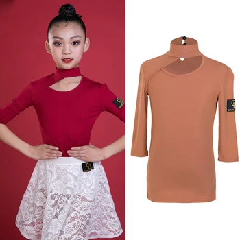 

New Latin Dance Tops Girls Black Dancing Tops Latin Practice Wear Professional Clothing ChaCha Girls Latin Dance WearBL2508