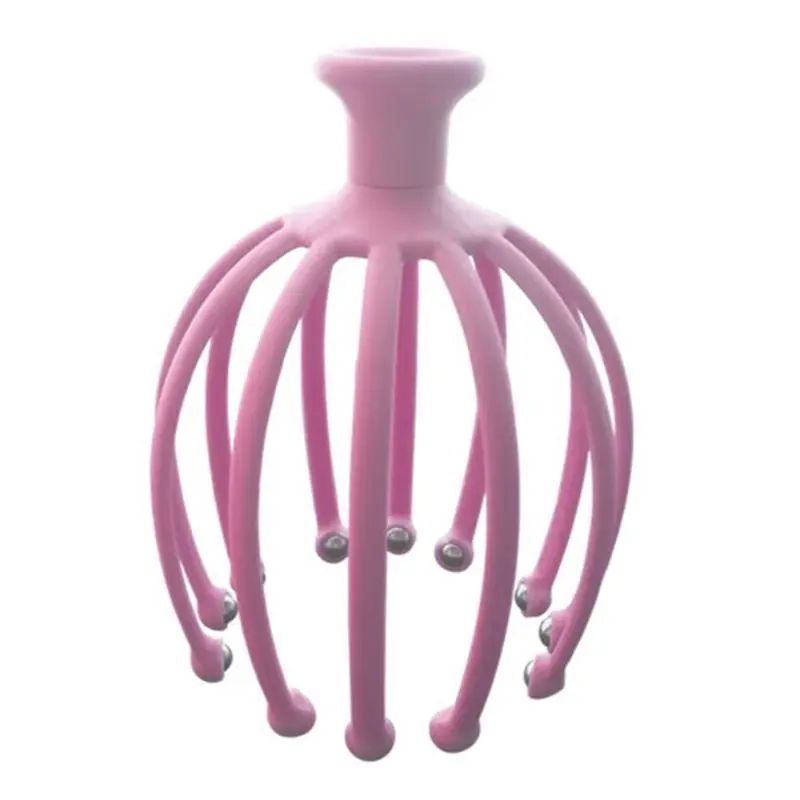Pink Ручной массажер для кожи головы с 12 когтями из углеродистого железа шариковый ролик скребок щетка - Цвет: Pink