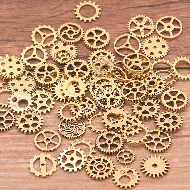 10 Color Small Size 8-15mm Mix Alloy Mechanical Steampunk Cogs & Gears 60PCS Diy Accessories metal charm jewelry charms alloy cogs gears