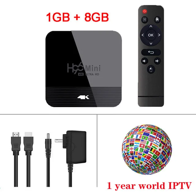 H96 мини H8 Смарт ТВ приставка Android 9,0 1G 8G Rk3328 BT4.0 5G wifi H.265 4K 3D ТВ приставка Поддержка IP tv Netflix лучше, чем H96 max - Цвет: BOX and 1 year IPTV