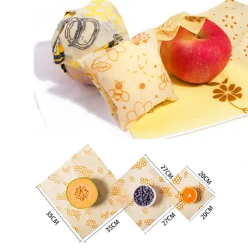 

3 Pcs/set No Synthetic Wax or Chemicals - Holds for Up to 1 Year Sustainable Reusable Fresh-Keeping Cloth Food Wraps 3 Sizes