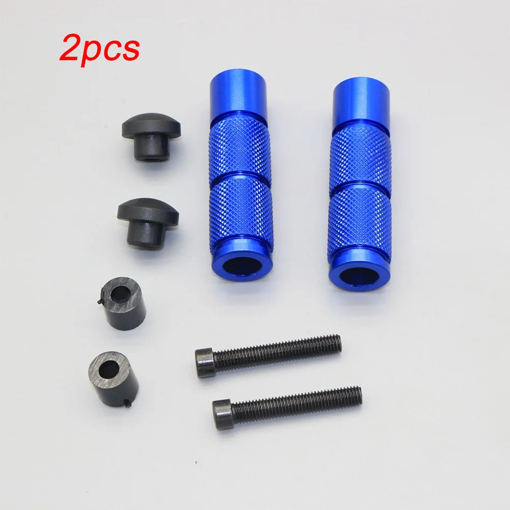 2PCS Aluminum Blue Bike CNC Motorcycle Footpegs Universal Pedals ATV Footrests