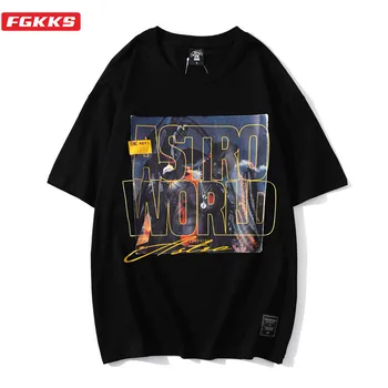 

FGKKS Men T Shirts Trend Print Cotton Summer Men's High Quality Short Sleeve Top Japanese Fashion Brand High Street Male T-Shirt