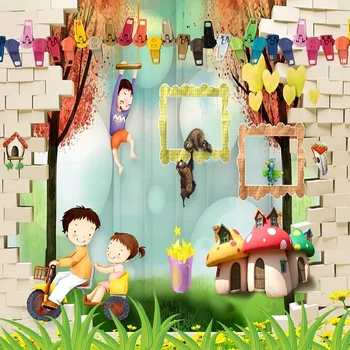 

Custom large mural 3D wallpaper Fairytale World Cartoon Children's Paradise bedroom mural TV back wall decor deep 5D embossed