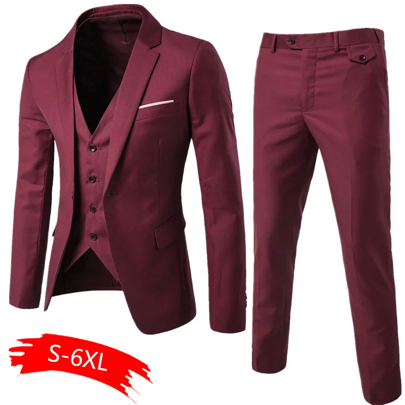 Men's Fashion Slim Suits Men's Business Casual Clothing Groomsman three-piece Suit Blazers Jacket Pants Trousers Vest Sets