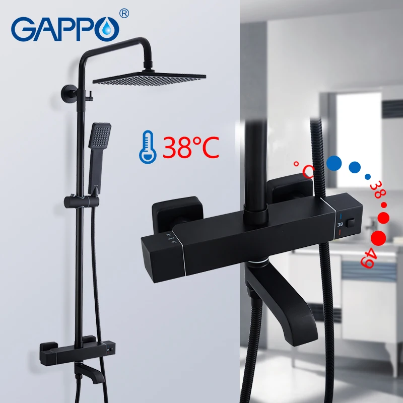 Gappo, черные смесители для душа, для ванной, Термостатические, для холодной и горячей температуры, смесители, Душевая система, большие накладные