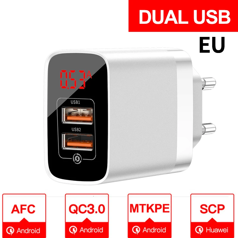 EU Plug White Baseus Quick Charge 3,0 USB зарядное устройство для iPhone samsung Xiaomi huawei мобильный телефон 18 Вт PD3.0 PD QC3.0 QC usb type C быстрое зарядное устройство - Тип штекера: EU Plug White
