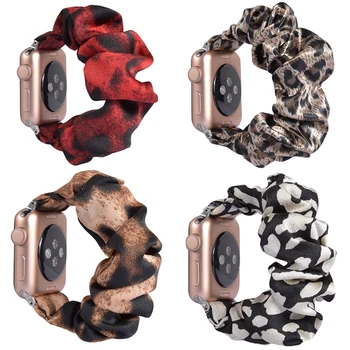 

Scrunchie Elastic Leopard WatchBand for Apple Watch Band Series 5 4 3 2 cheetah Strap 38mm 40mm 42mm 44mm for iwatch 5 4 3 2 1