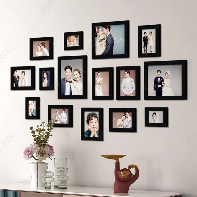 Combinación de marcos de madera para colgar en la pared, marco de fotos de  pared con