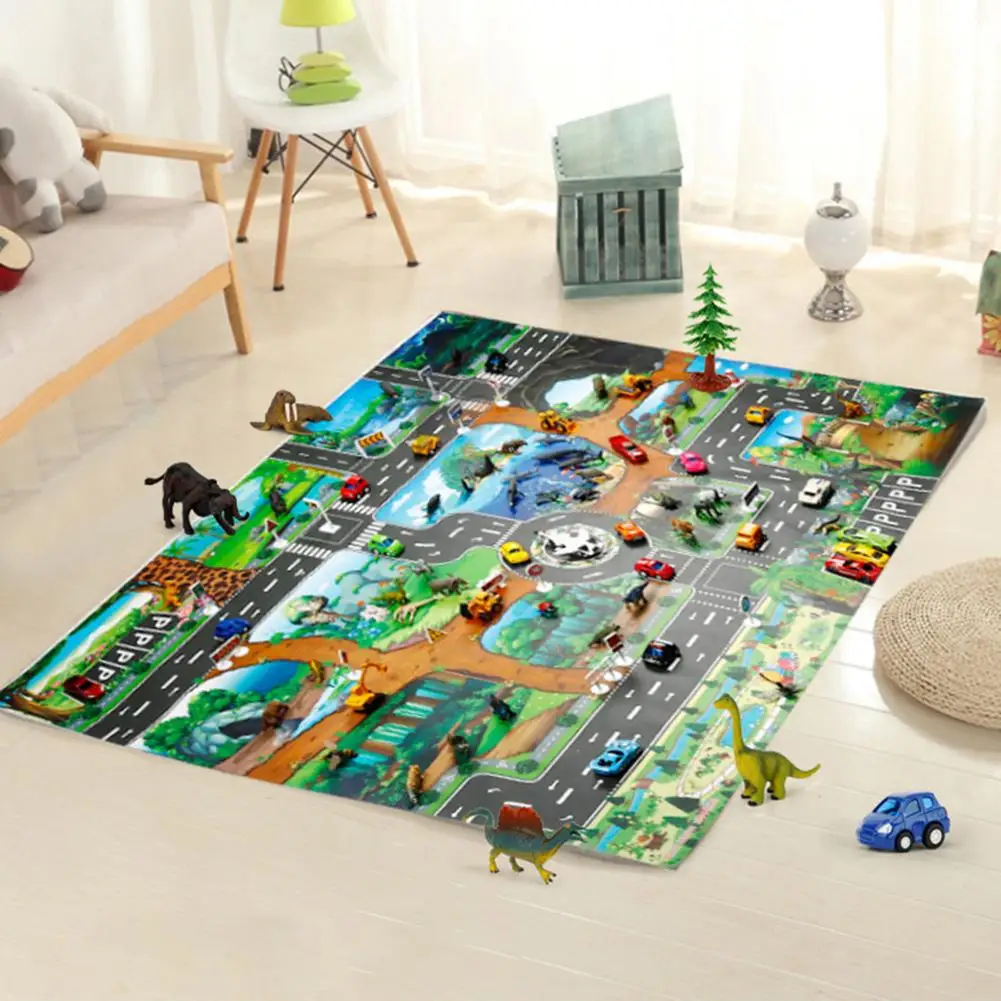 

Play Mat 100x130cm Traffic Route Dinosaur World Pattern Pad Carpet Room Decor Playmat Play orthopedic rug for children