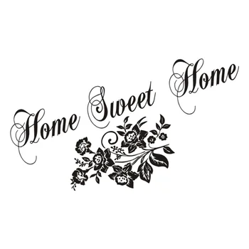 

1pc Wall Sticker PVC Home Sweet Home Words Flowers Wall Decals Mural Background Wallpaper for Bedroom Living Room