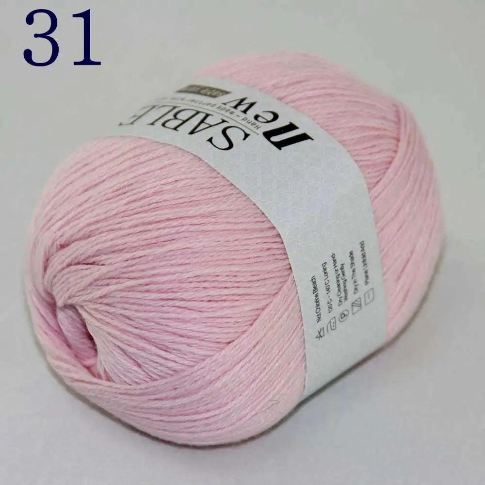 Baby Pink 31 Распродажа супер мягкие шали из чистого соболиного кашемира ручная вязка, трикотажная шерсть вязание крючком 50grx1 243-пряжа A2 - Цвет: Baby Pink 31