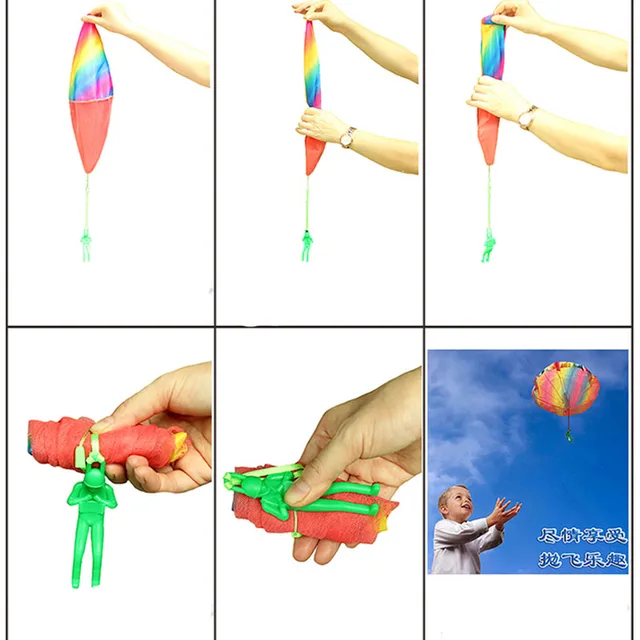 5Set Kids Hand Throwing Parachute Toy For Children's Educational Parachute With Figure Soldier Outdoor Fun Sports Play Game 6