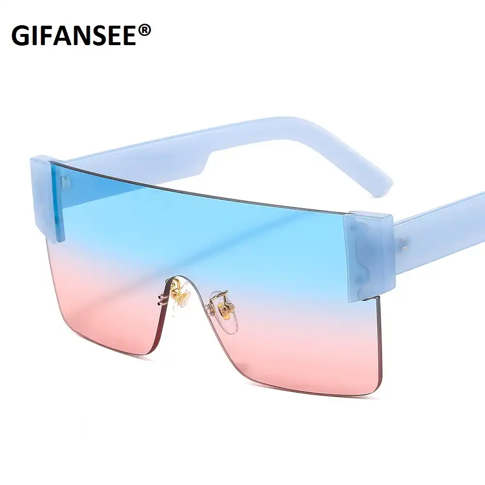 特大リムレスサングラス女性レトロビンテージメンズ21サングラス高級ブランド眼鏡oculosデゾルfemininoビッグシェード サングラス Aliexpress