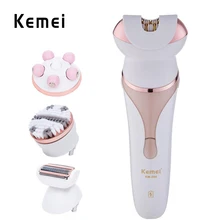 Kemei набор Бритва для волос 4в1 женский эпилятор женский электрический триммер для депиляции Женский массаж щетка для чистки лица массаж лица