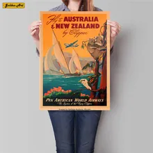 Cartel de viaje de la ciudad de Australia Vintage papel Kraft pared arte adhesivo pintado a mano paisaje foto Bar Pub Cafe decoración 42x30cm